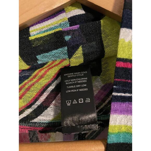 Ali Miles Cardigan Womens Large Multicolor Open Front Stripe Lightweight Sheer - Picture 6 of 9